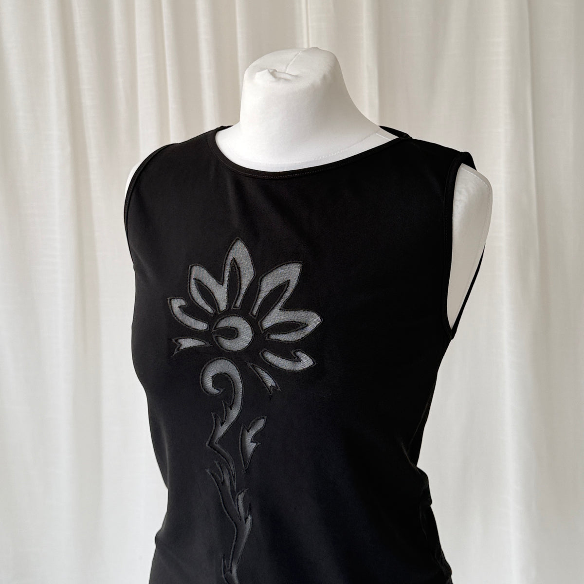 Black Mesh Cut Out Tank Top