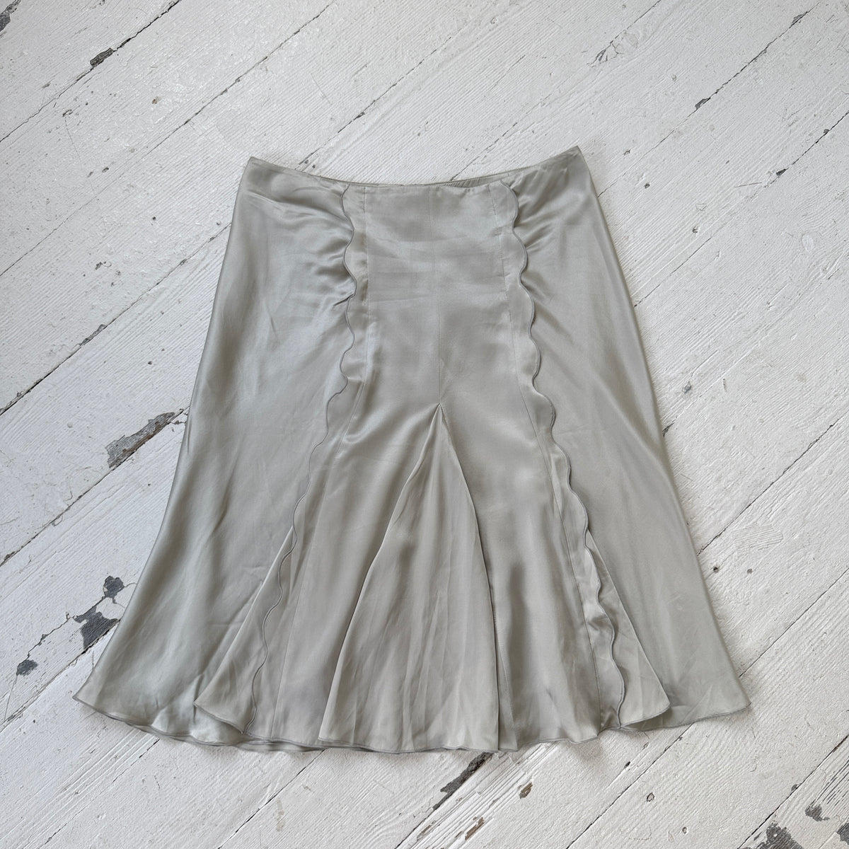 Silver Emporio Armani Silk Midi Skirt