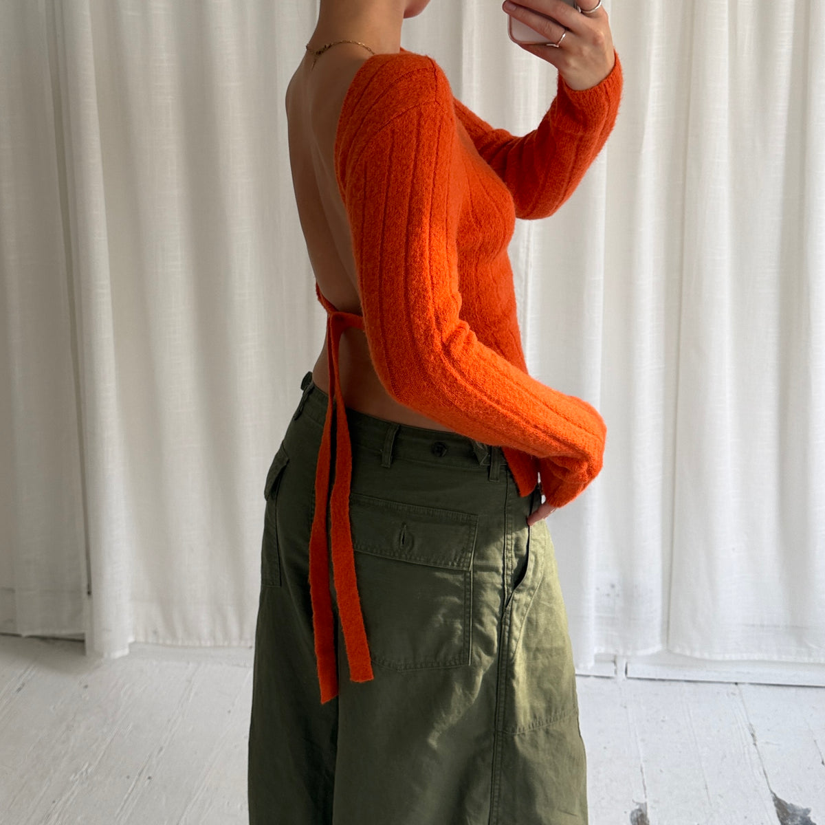 Orange Mohair Backless Knit Jumper