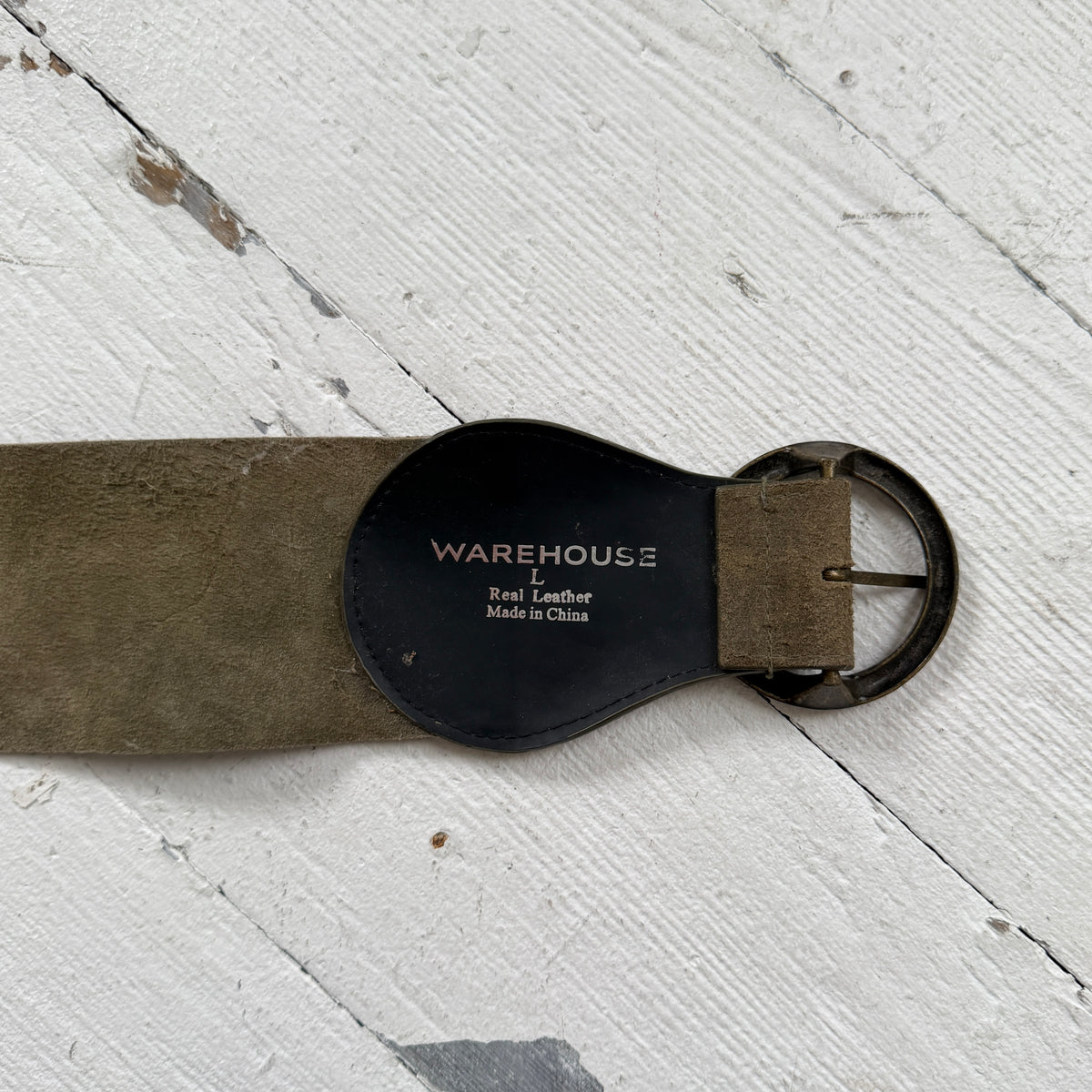 1990s Chunky Khaki Leather Belt