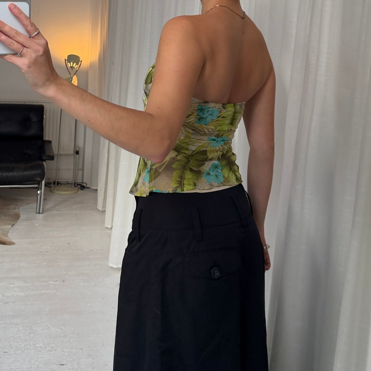2000s Floral Mesh Bandeau Top