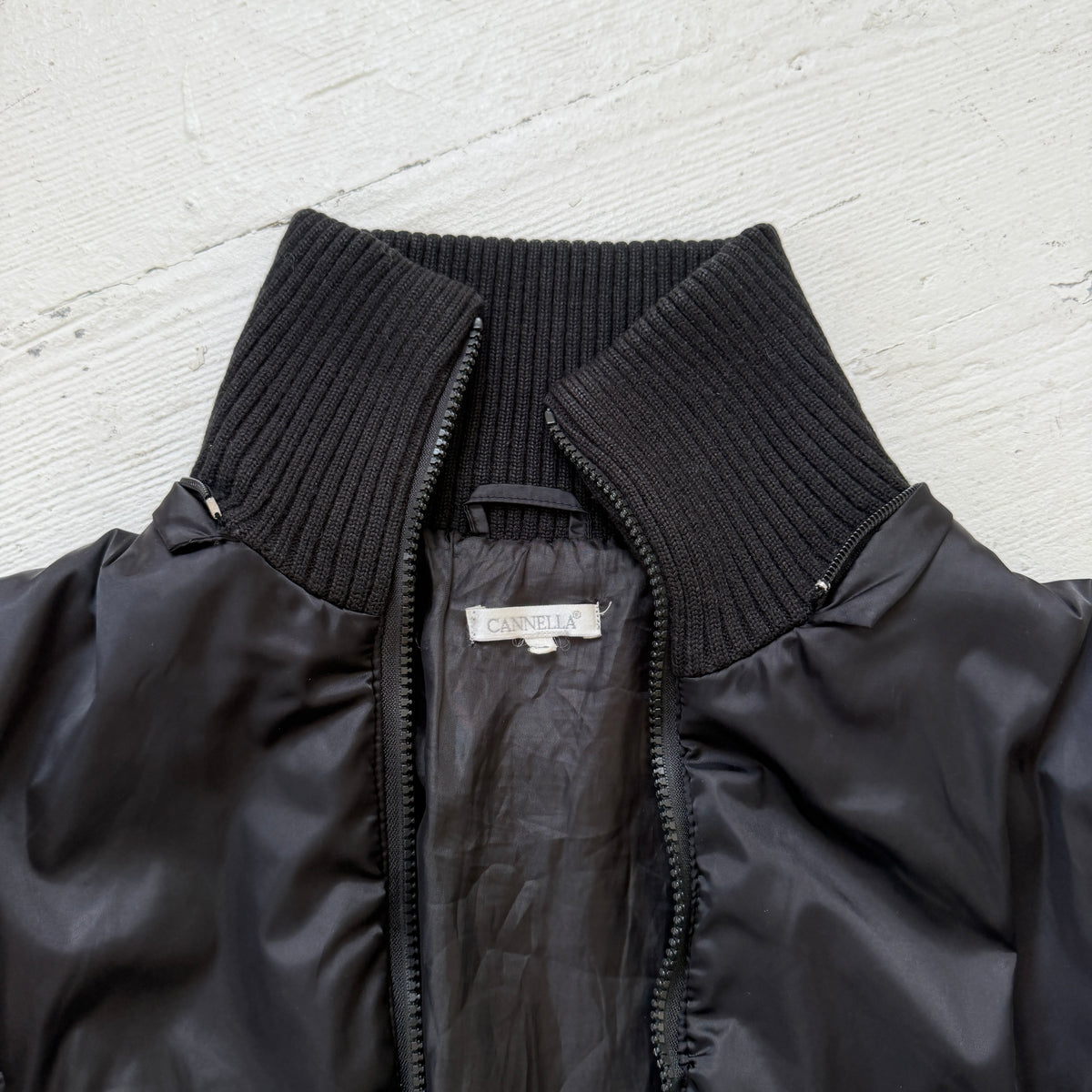 00s Black Nylon Utility Bomber Jacket with Fur Hood