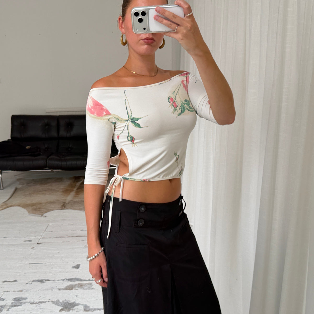 Floral Tie Detail Top