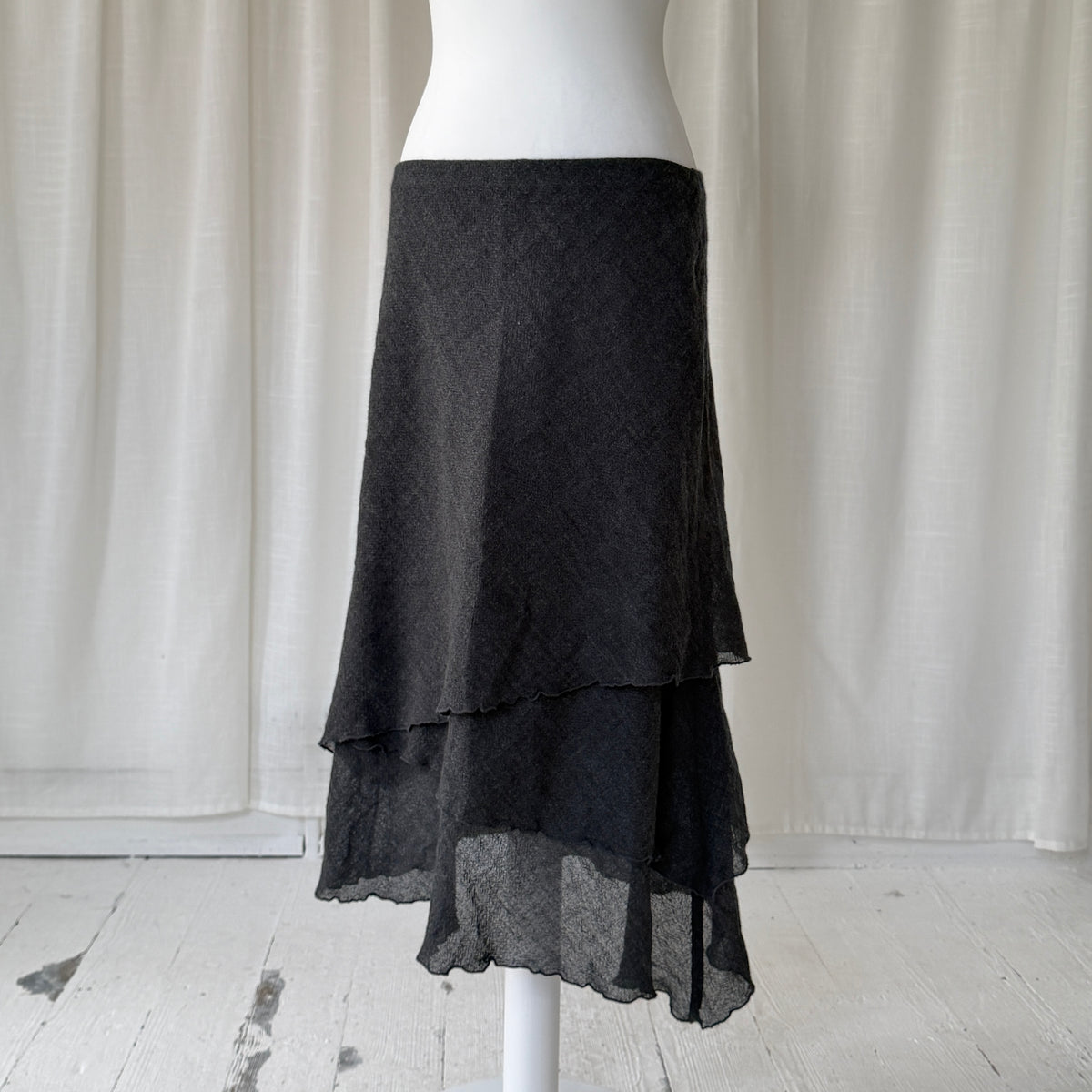 Italian Vintage Layered Wool Midi Skirt