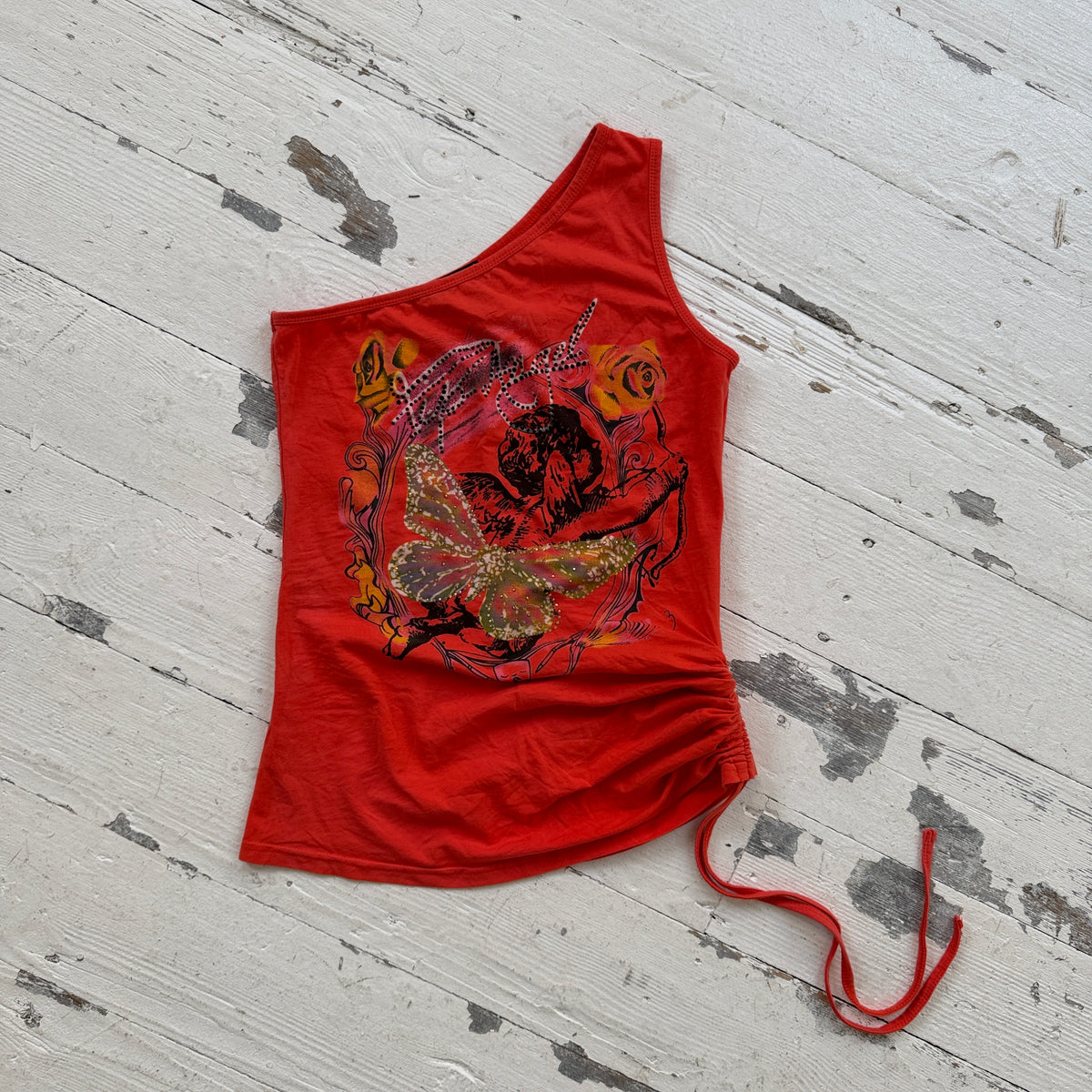 One Shoulder Graphic Top
