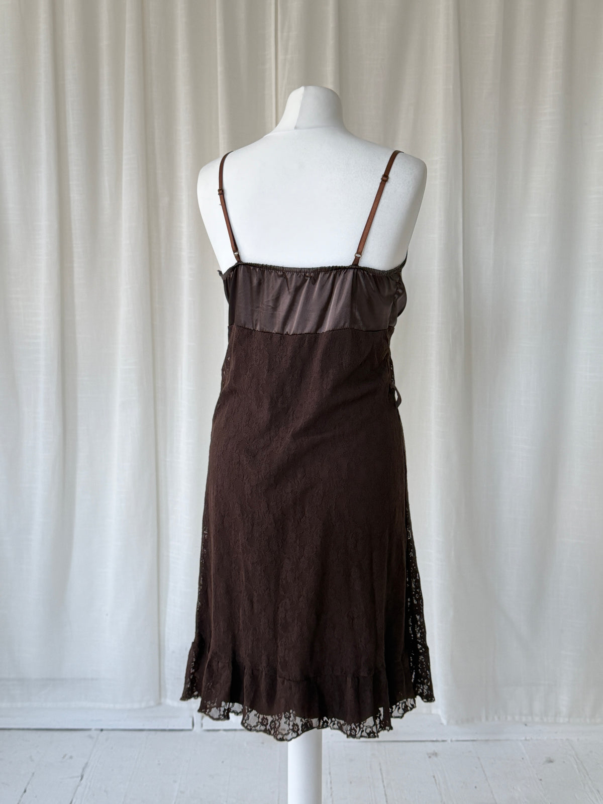 Italian Vintage Brown Lace Mini Dress