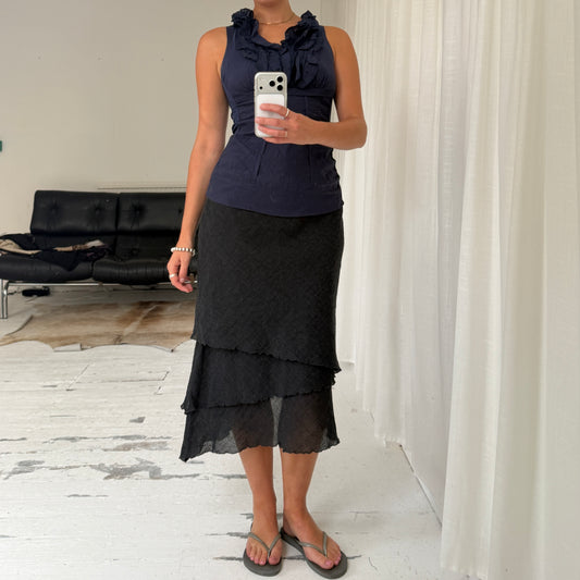 Italian Vintage Layered Wool Midi Skirt
