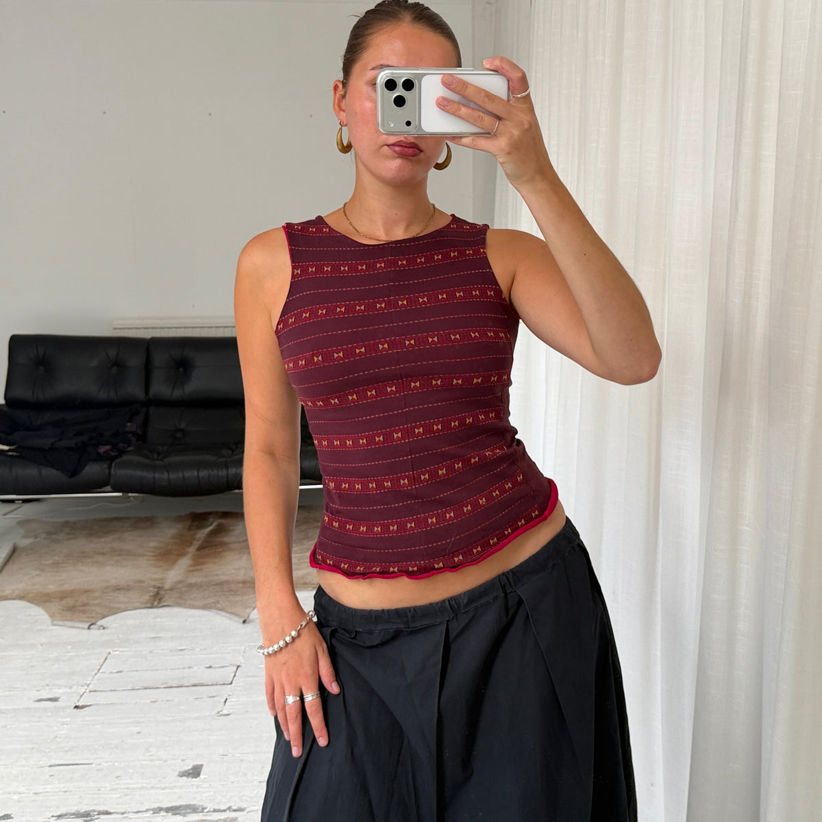 Patterned Mesh Tank Top