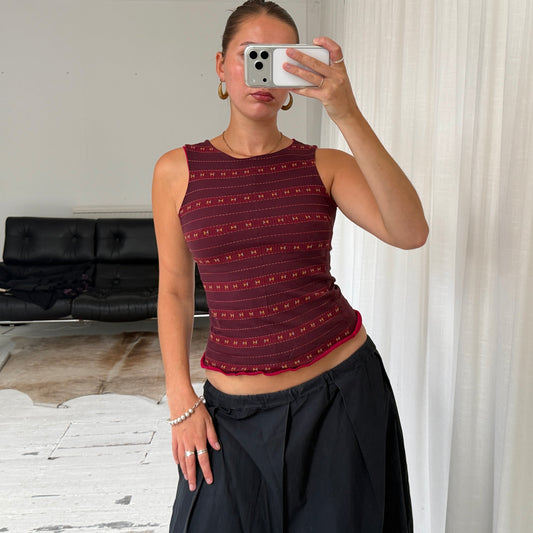 Patterned Mesh Tank Top