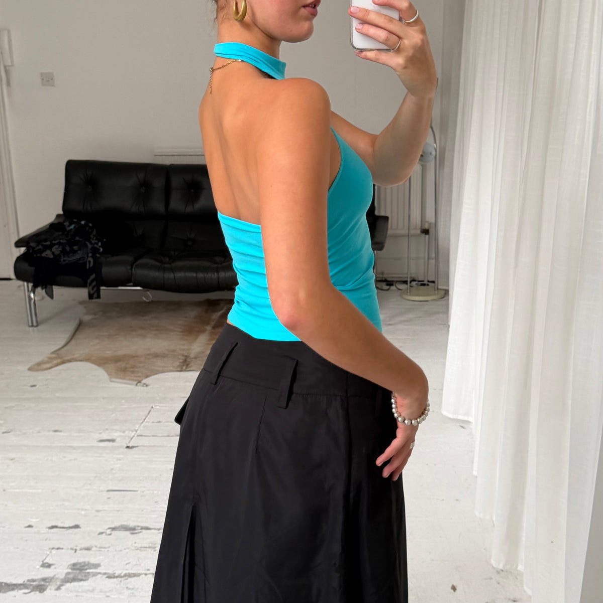 Turquoise Halter Neck Top