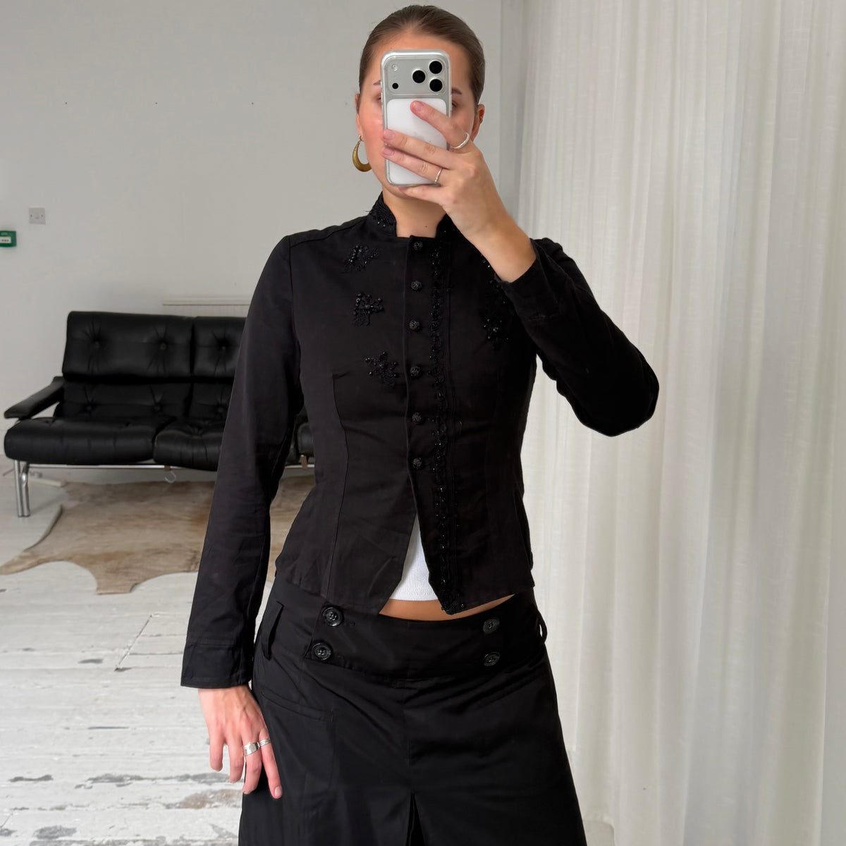Promod Black Beaded Fitted Jacket