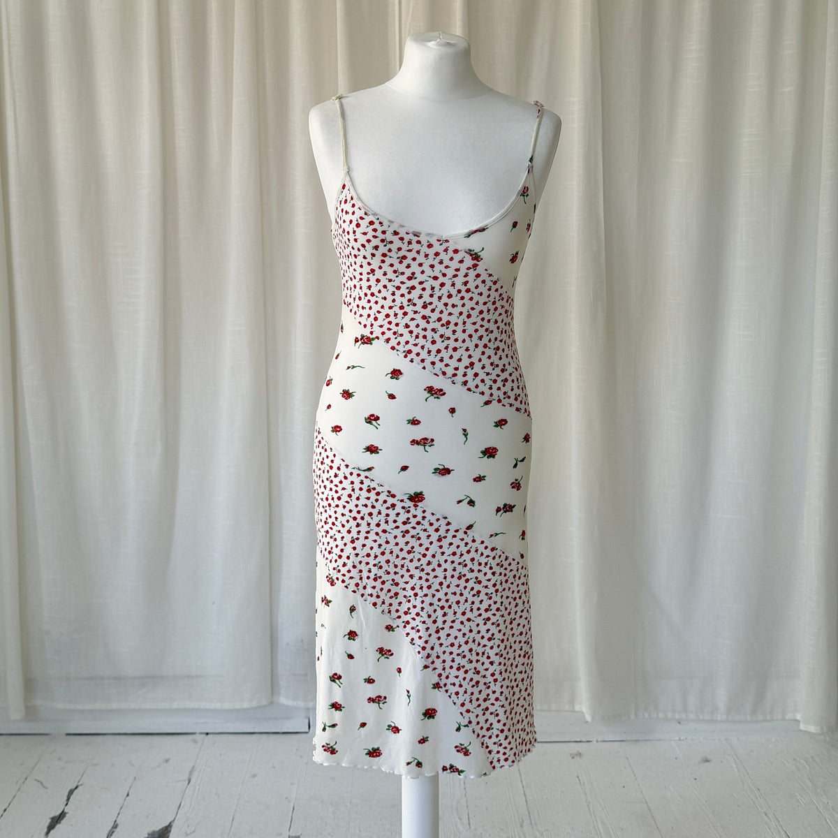 Italian Vintage Floral Mesh Midi Dress