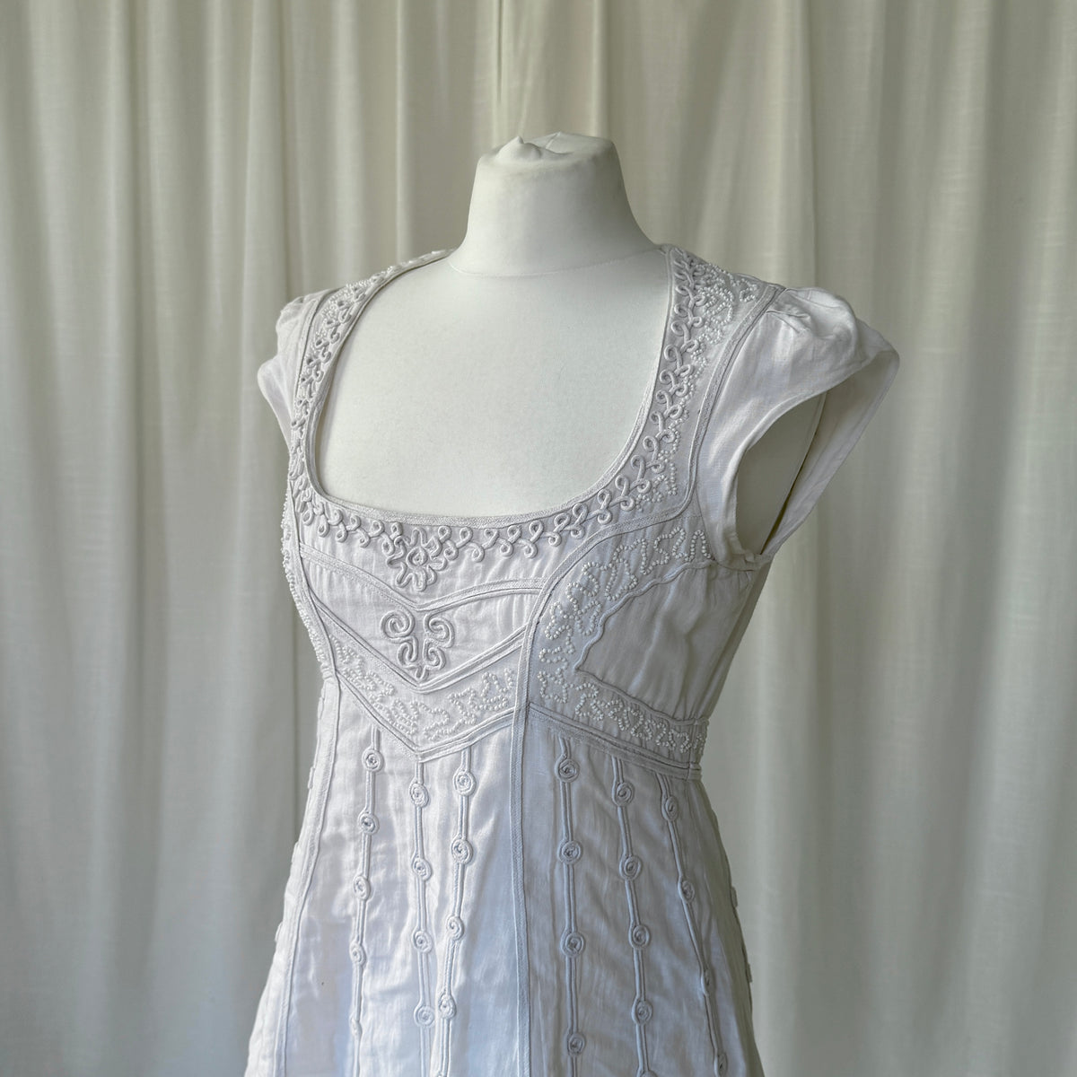 White Embroidered Mini Dress