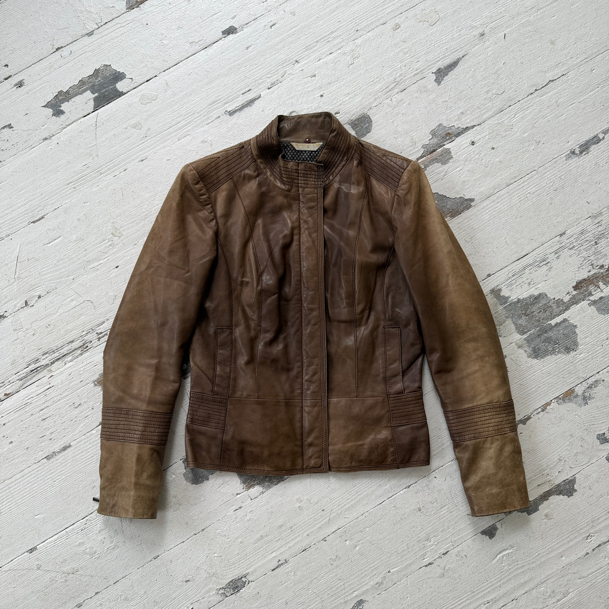 1990s Brown Leather Biker Jacket