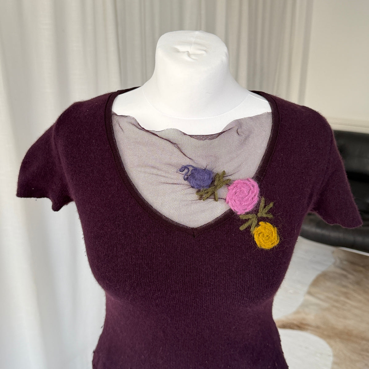 Purple Angora & Wool Knit Top