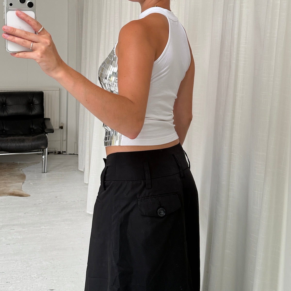 Silver Mirror Sequin Halterneck Top