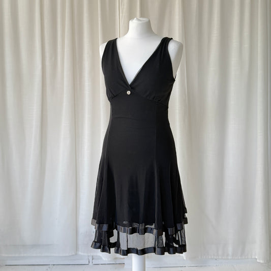 Italian Vintage Black Ruffle Hem Mini Dress