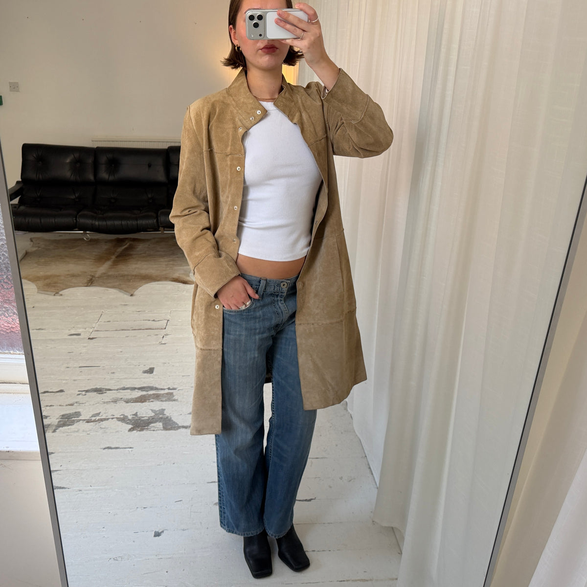1990s Suede Trench Coat
