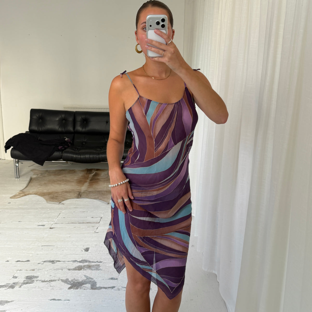 Italian Vintage Geometric Slip Dress