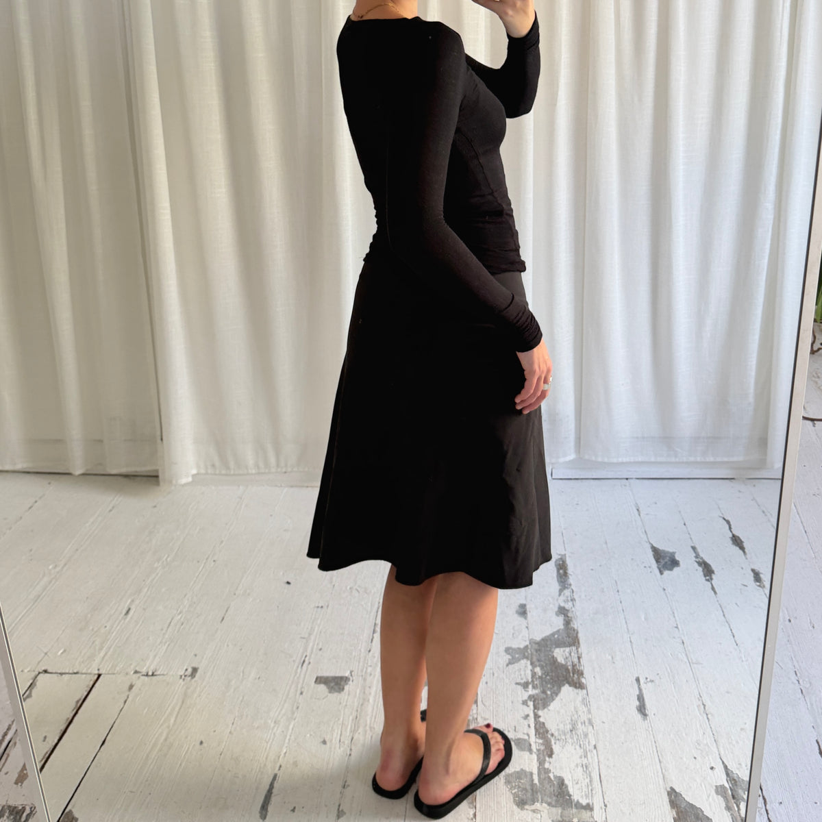Black Asymmetric Buckle Wrap Skirt