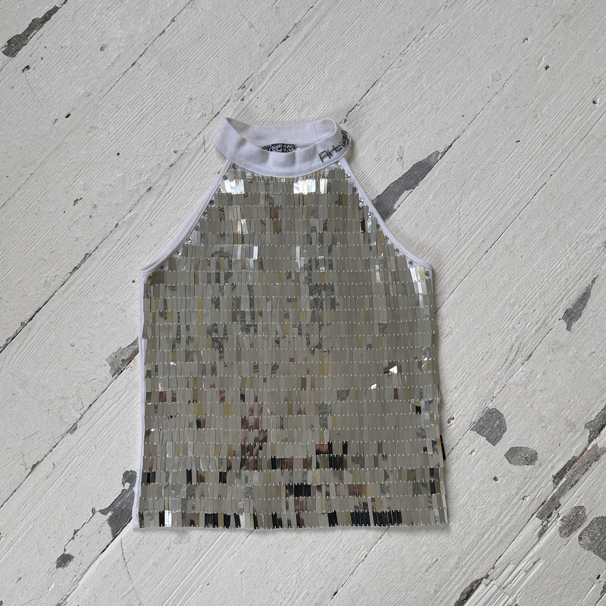 Silver Mirror Sequin Halterneck Top