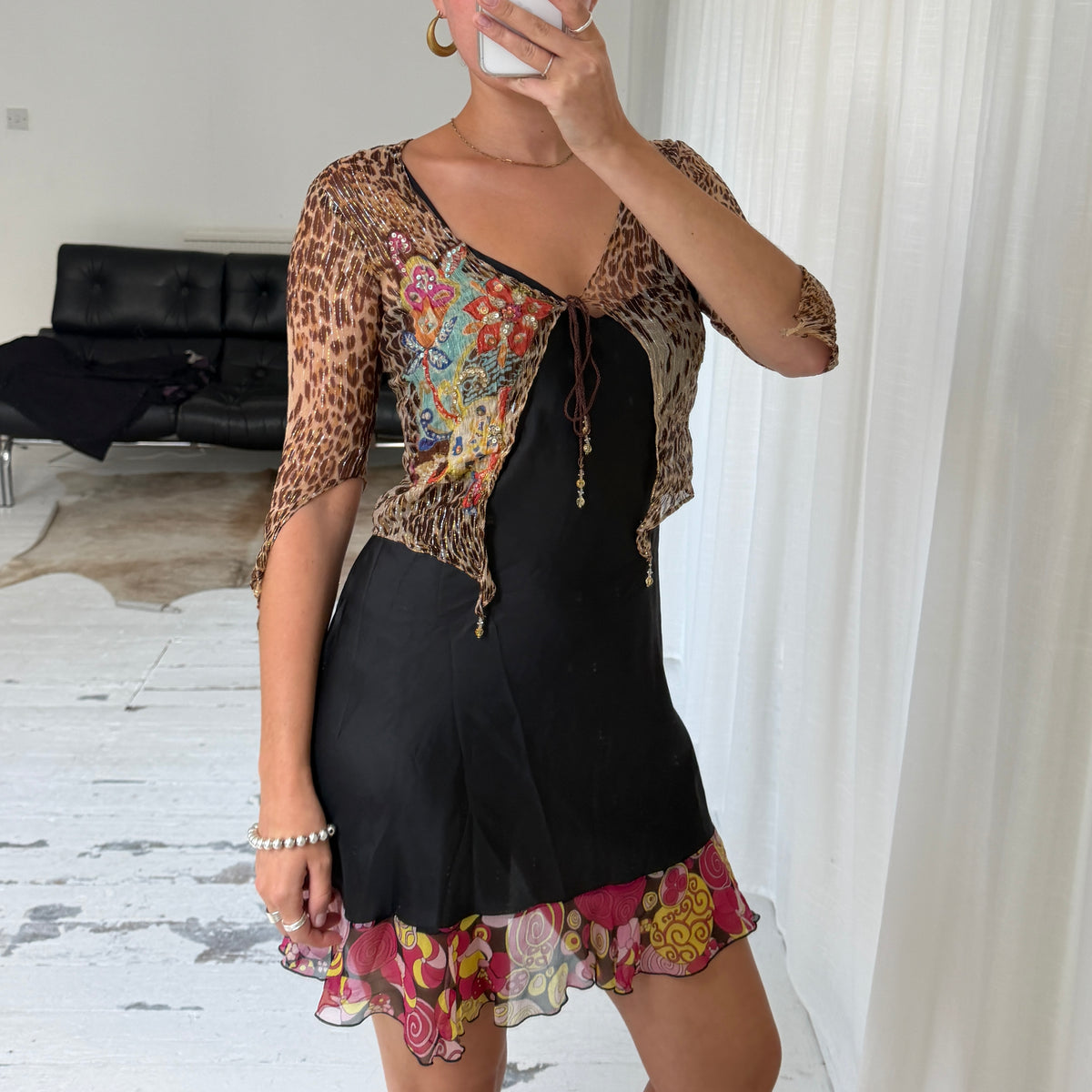 Italian Vintage Leopard Print Tie Bolero
