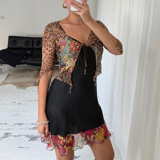 Italian Vintage Leopard Print Tie Bolero