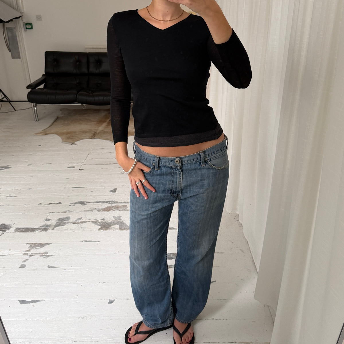 Italian Vintage Pure Virgin Wool V-Neck Top