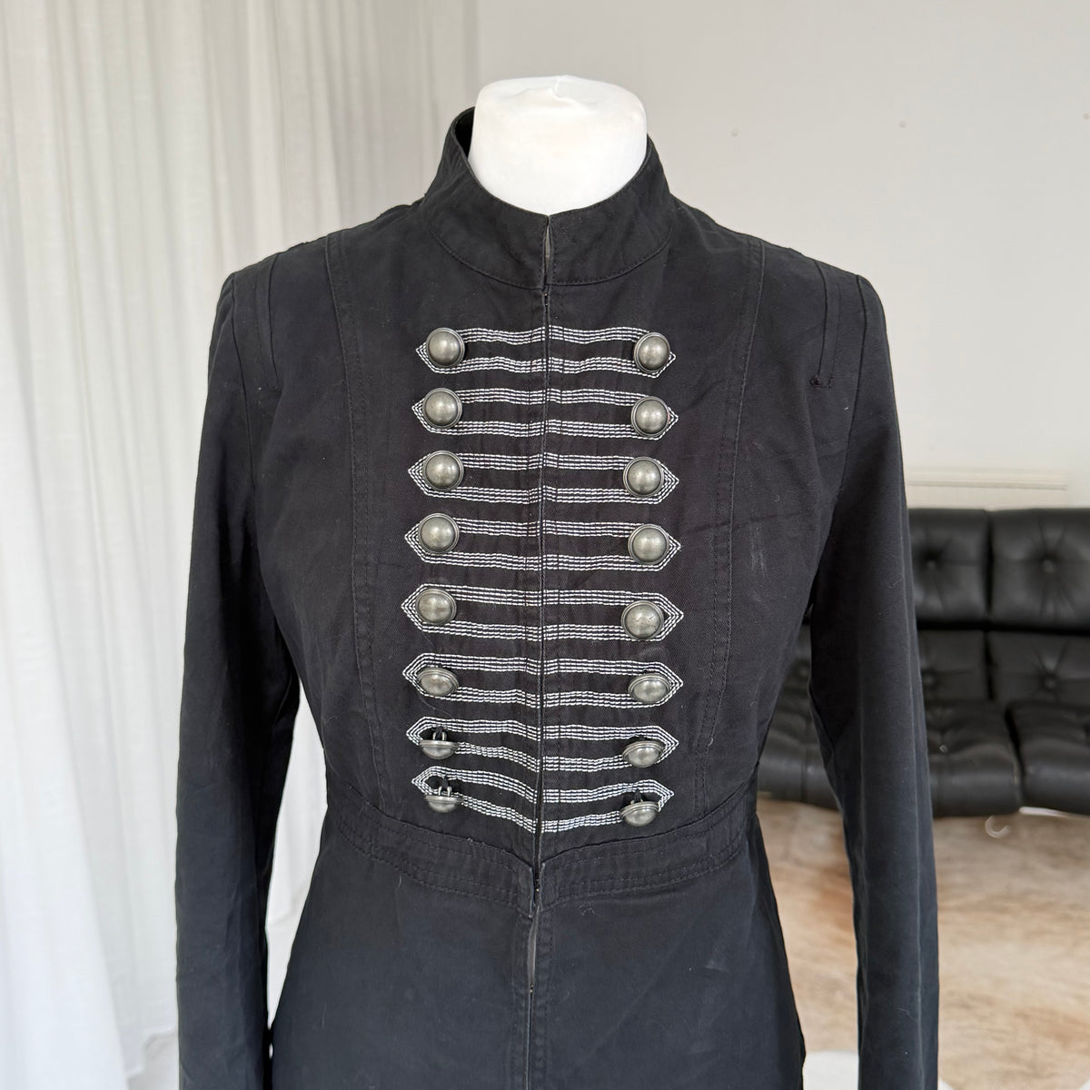 2000s Black Military Hook & Eye Jacket