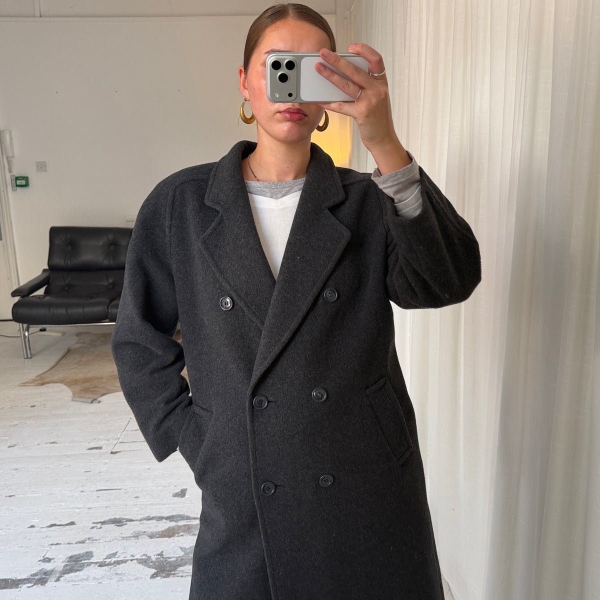 Charcoal Grey Wool Overcoat