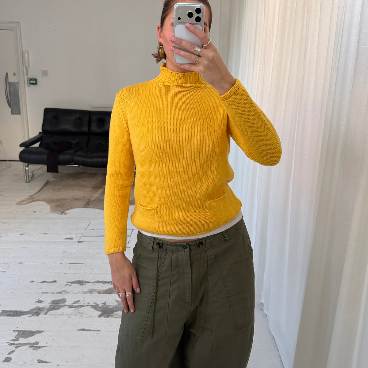 Yellow Virgin Wool Knit Jumper