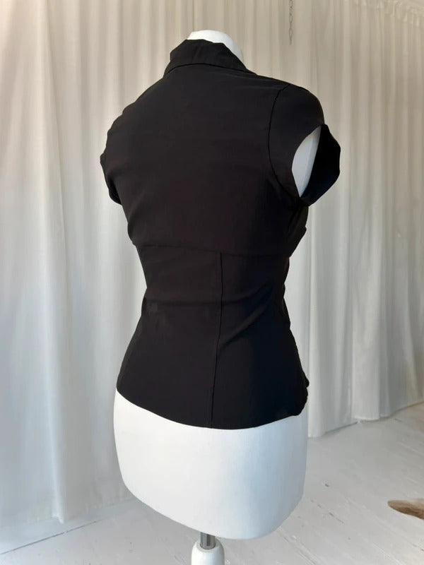 2000s Black Hook & Eye Corset Shirt