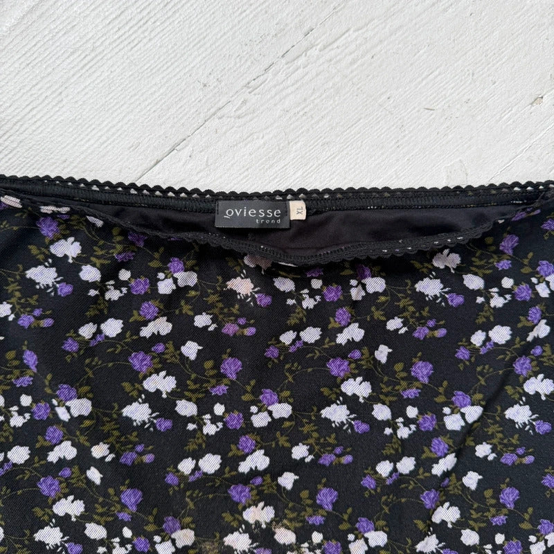 Ditsy Floral Mesh Midi Skirt