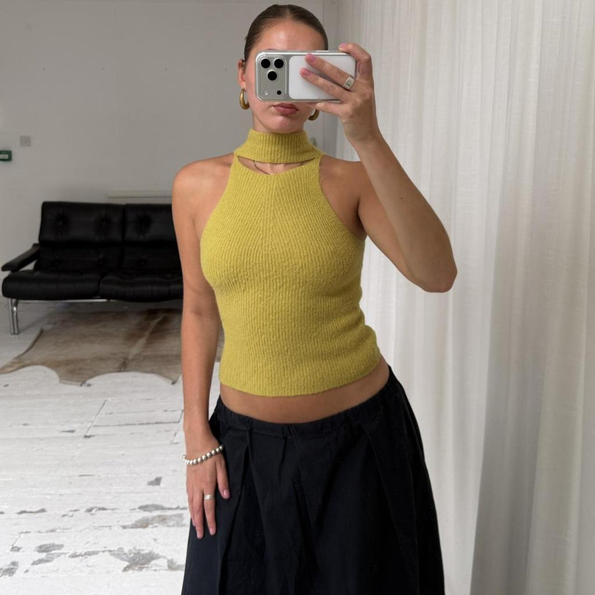 Lime Green Mohair Knit Top