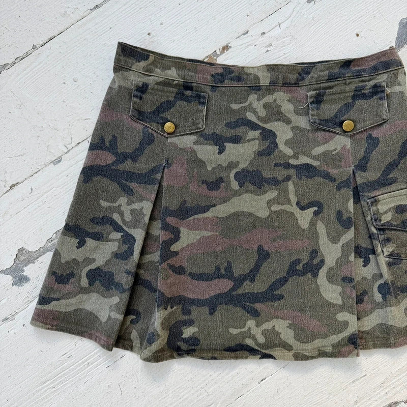 2000s Camouflage Cargo Mini Skirt