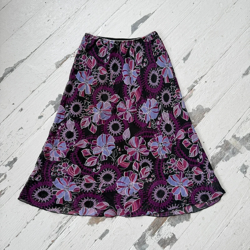 Vintage Y2K Floral Mesh Maxi Skirt