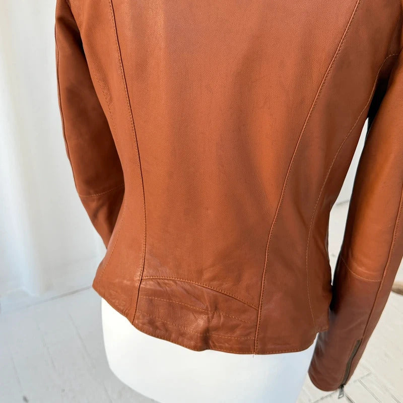 Italian Vintage Lambskin Leather Biker Jacket