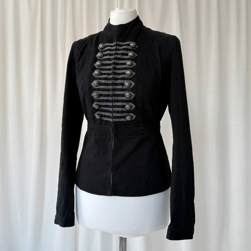 2000s Black Military Hook & Eye Jacket