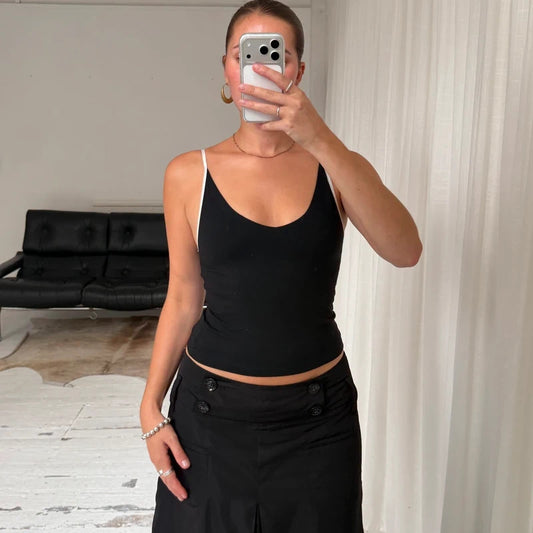 90s Contrast Trim Vest Top