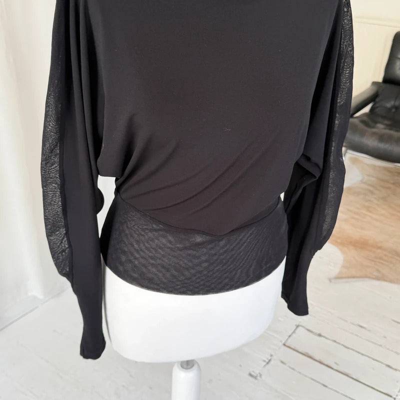 1990s Minimal Batwing High Neck Top