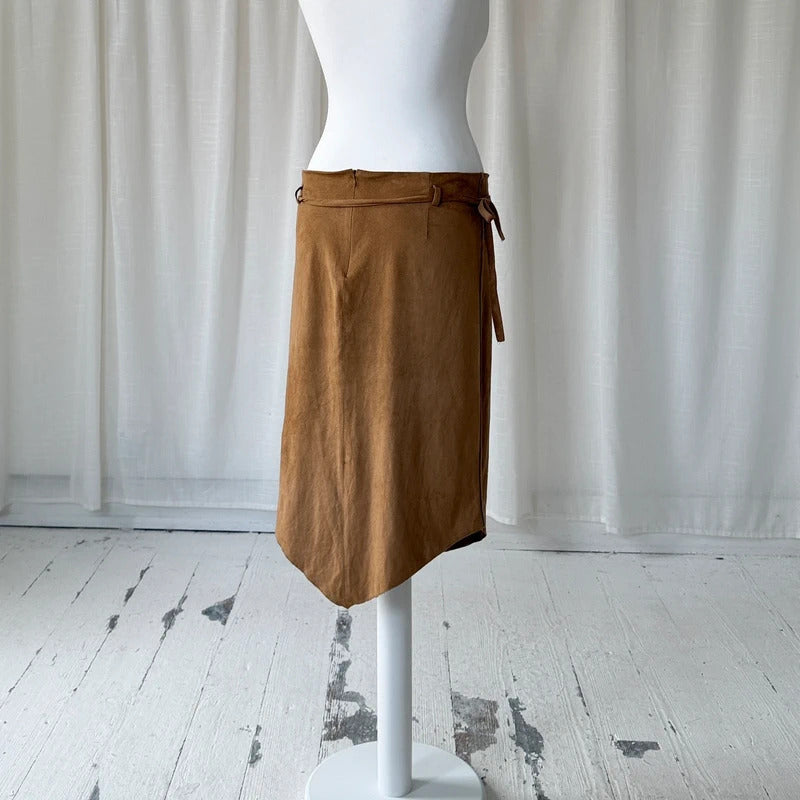 Faux Suede Midi Skirt
