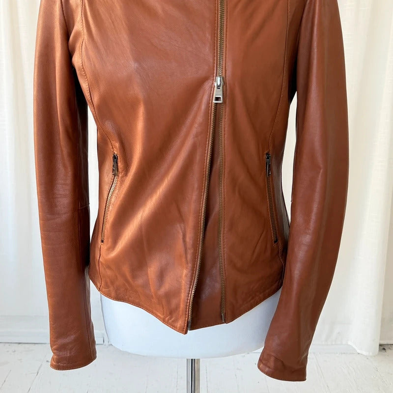 Italian Vintage Lambskin Leather Biker Jacket