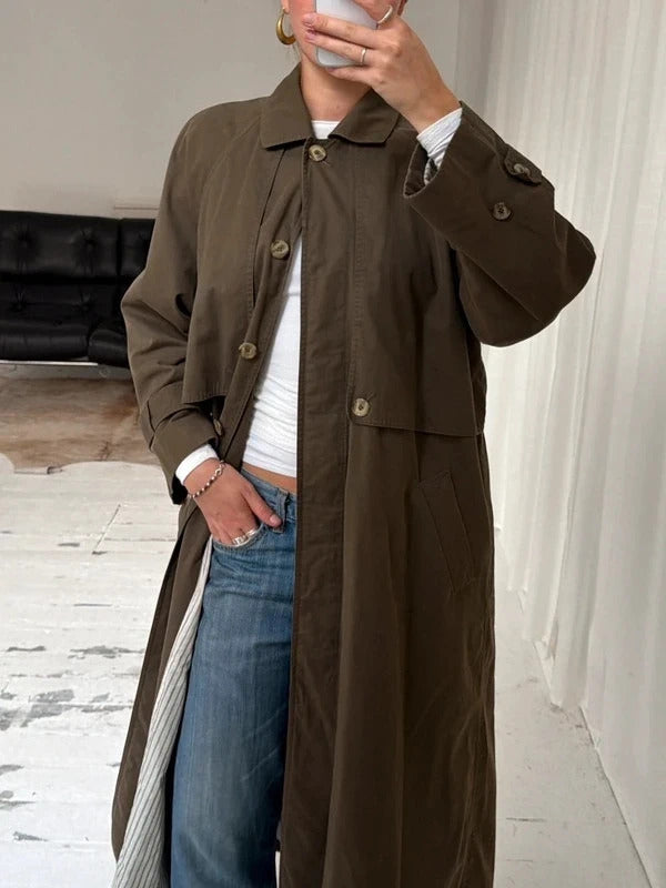90s Jaeger Khaki Brown Cotton Trench Coat
