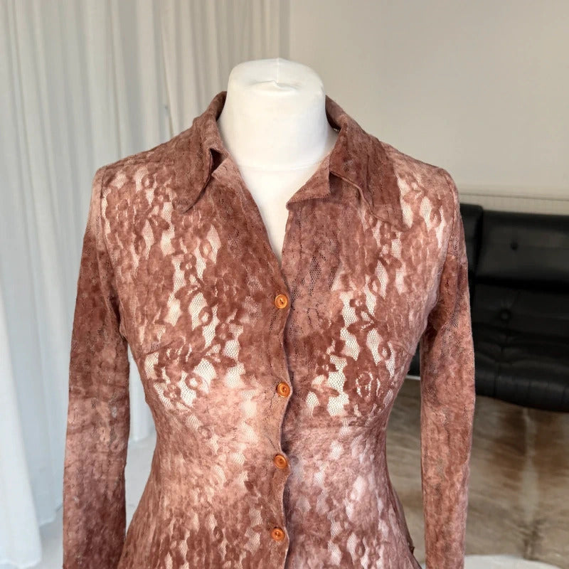 Italian Vintage Sheer Lace Shirt