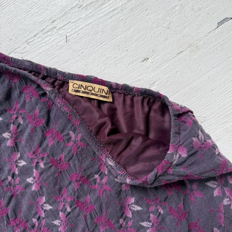 Purple Floral Wool Midi Skirt