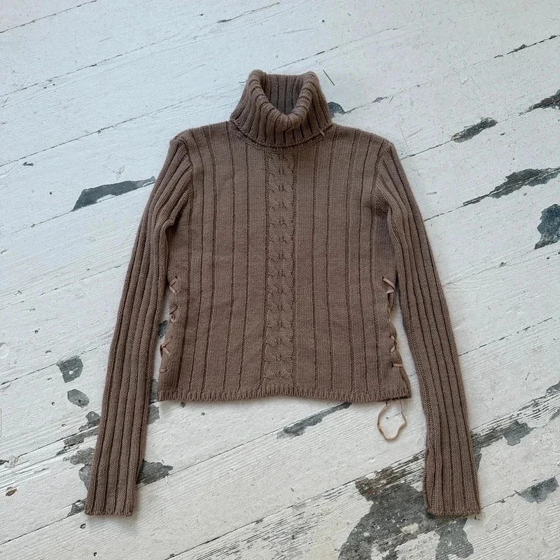 Beige Wool Knit Rollneck Jumper