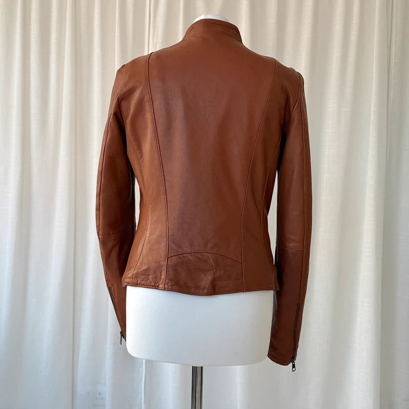Italian Vintage Lambskin Leather Biker Jacket