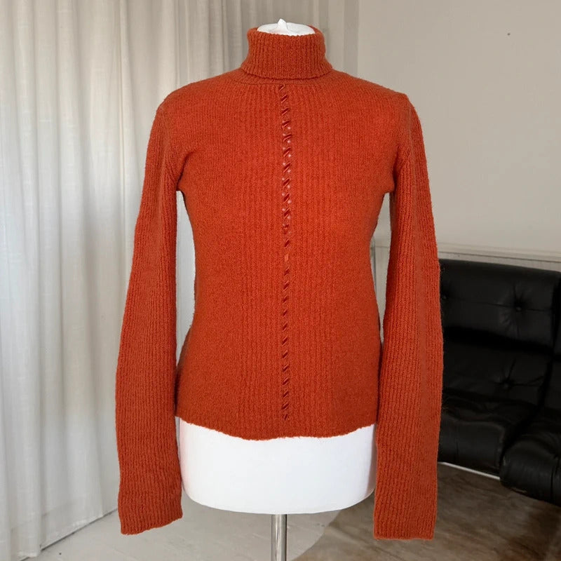 Orange Rollneck Knit Jumper