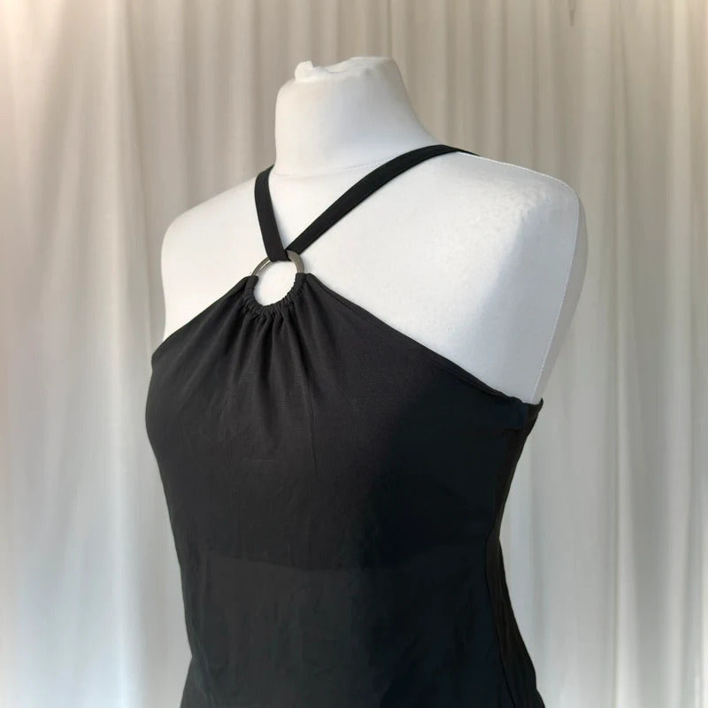 1990s Minimal Black O-Ring Halter Top