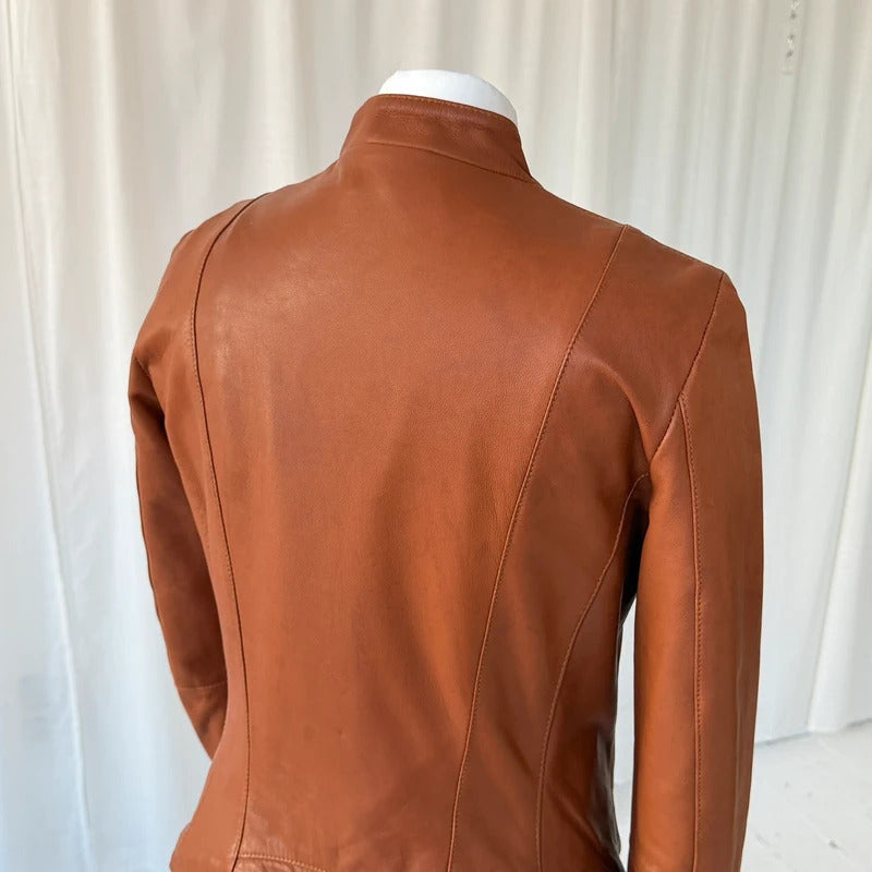 Italian Vintage Lambskin Leather Biker Jacket